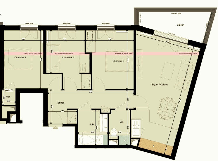 Appartement - 79 m² - 4 pièces