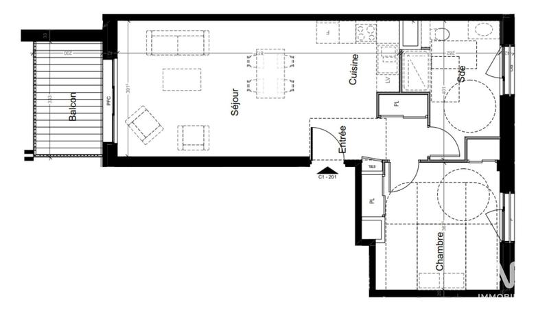 Appartement - 56 m² - 2 pièces