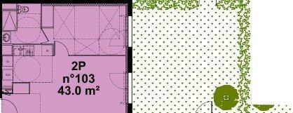 Appartement - 43 m² - 2 pièces