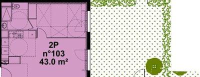 Appartement - 43 m² - 2 pièces