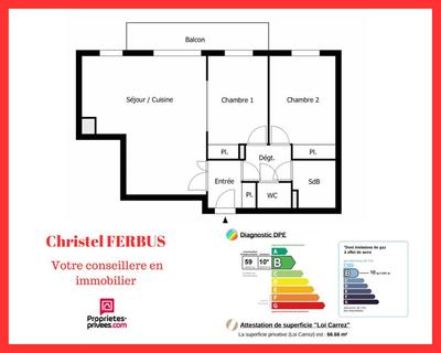 Appartement - 66 m² - 3 pièces