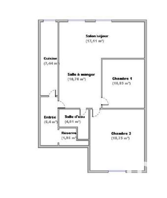 Appartement - 77 m² - 3 pièces