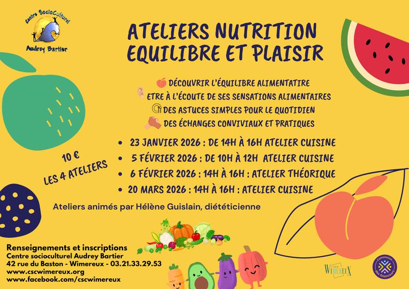Centre Audrey Bartier : Atelier nutrition équilibre et plaisir