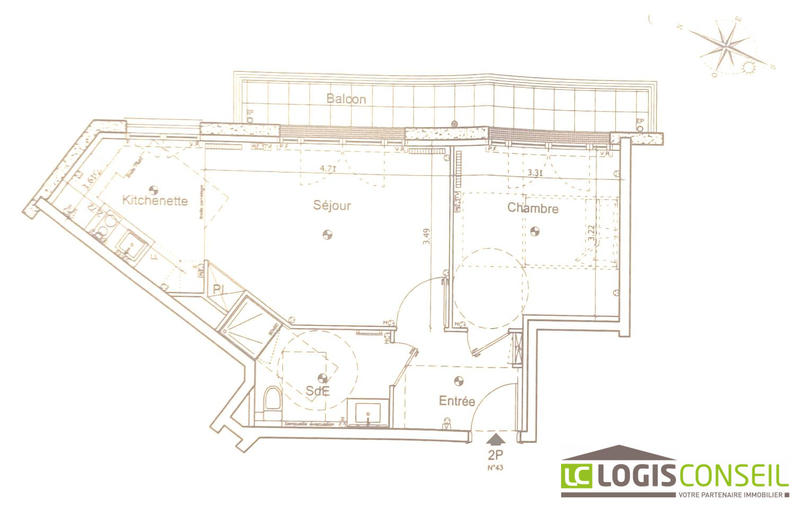 Appartement - 43 m² - 2 pièces