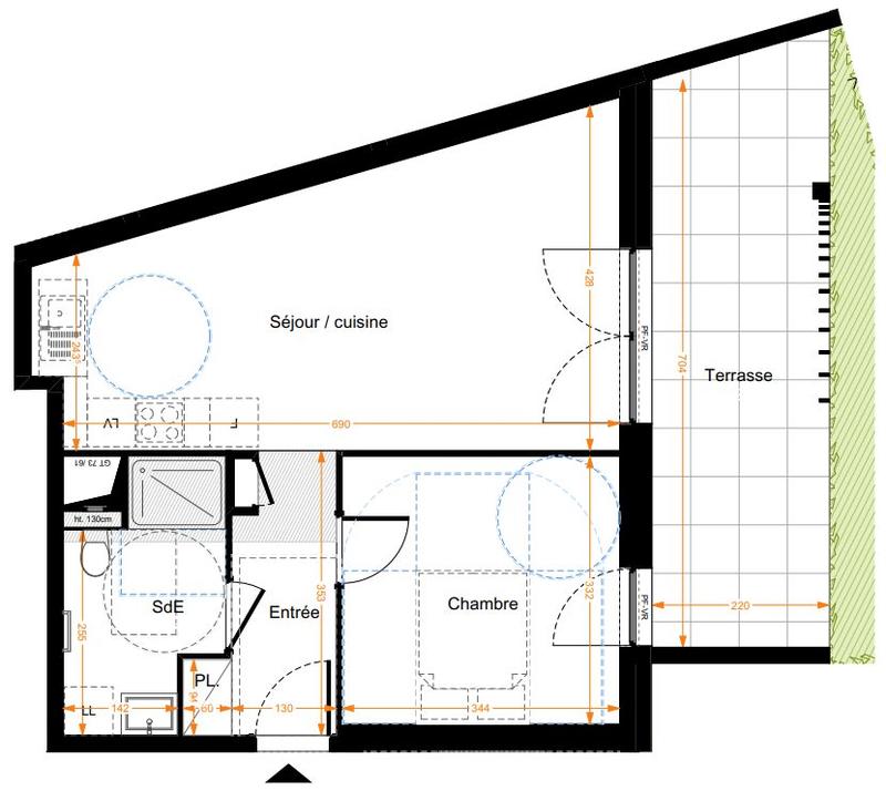 Appartement - 46 m² - 2 pièces