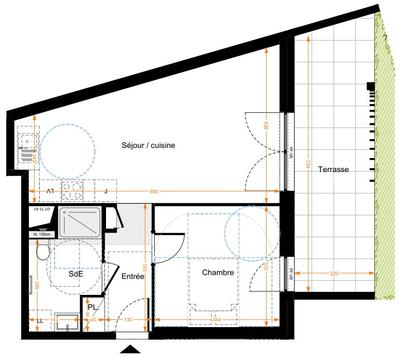 Appartement - 46 m² - 2 pièces