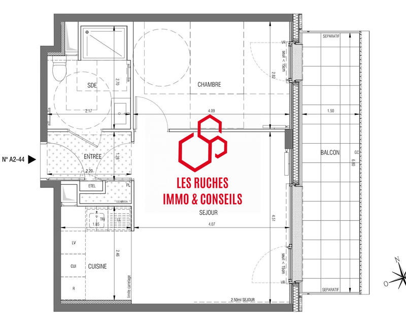 Appartement - 43 m² - 2 pièces