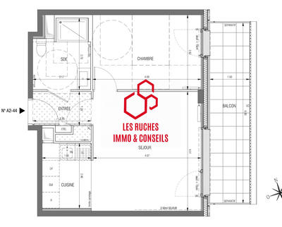 Appartement - 43 m² - 2 pièces