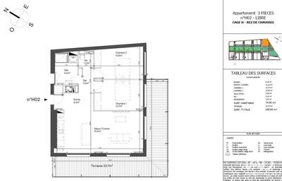 Appartement - 75 m² - 3 pièces