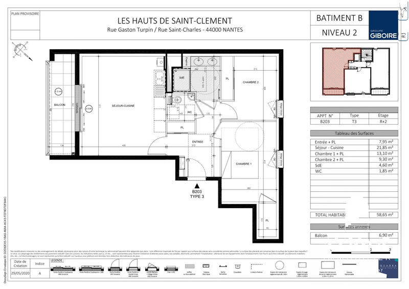 Appartement - 59 m² - 3 pièces