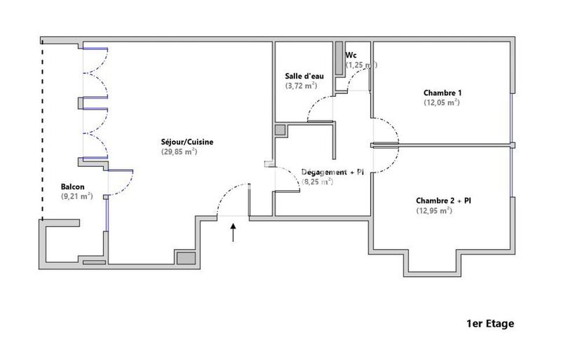 Appartement - 70 m² - 3 pièces