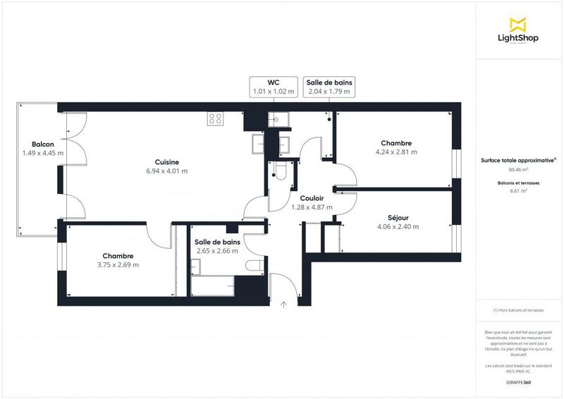Appartement - 82 m² - 4 pièces