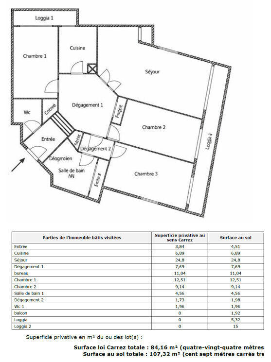 Appartement - 84 m² - 4 pièces
