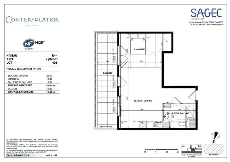 Appartement - 43 m² - 2 pièces