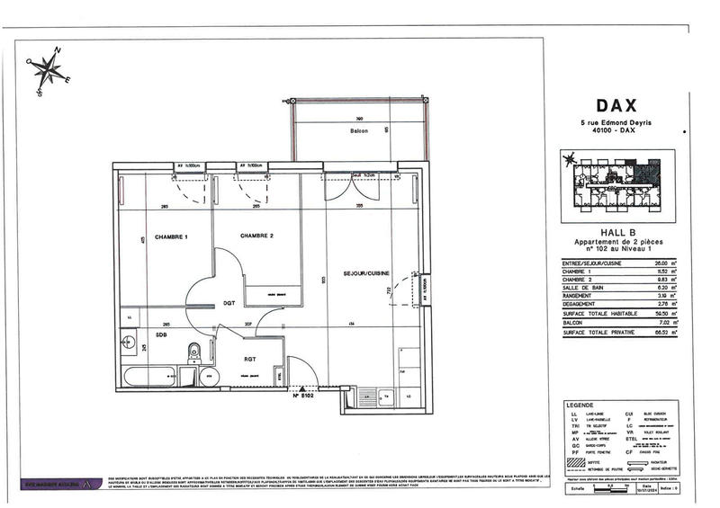 Appartement - 59 m² - 3 pièces