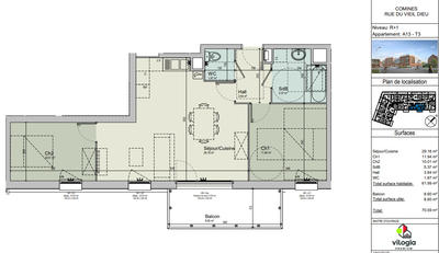 Appartement - 62 m² - 3 pièces