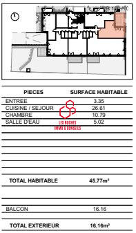 Appartement - 46 m² - 2 pièces