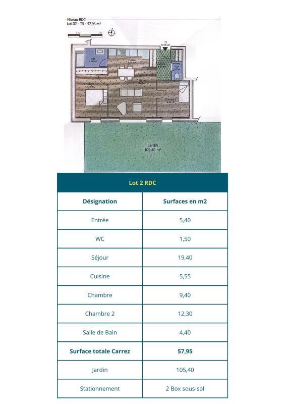 Appartement - 57 m² - 3 pièces