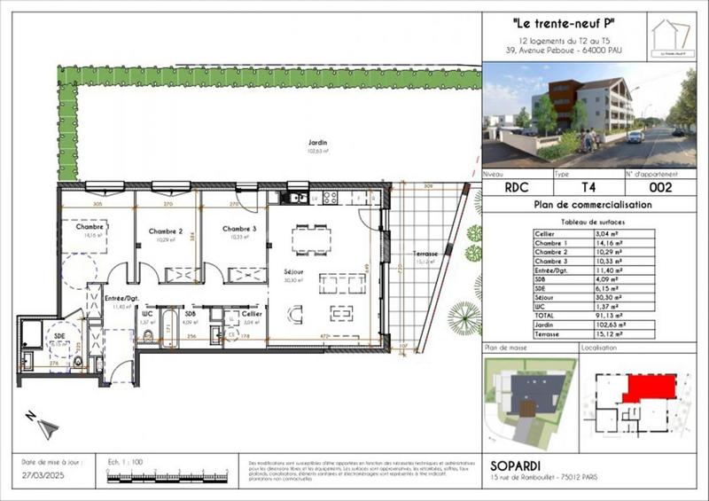 Appartement - 91 m² - 4 pièces