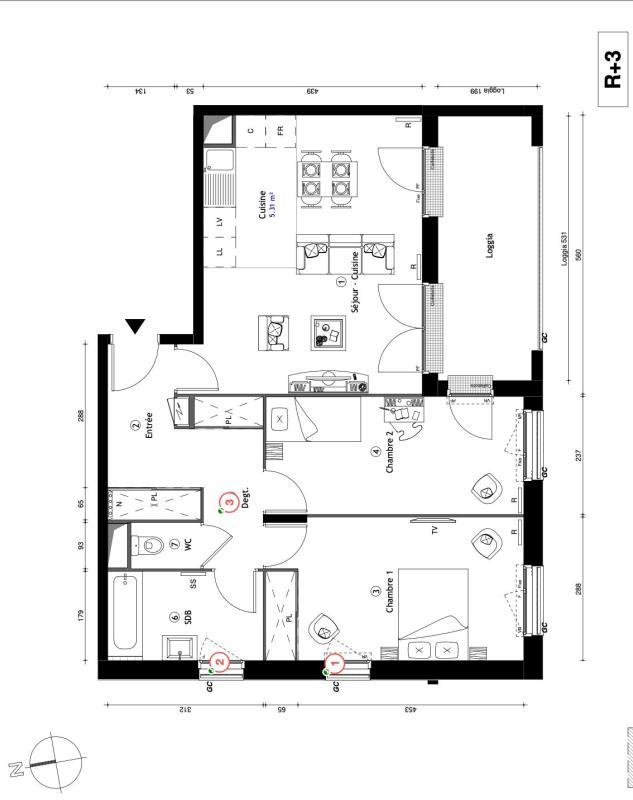 Penthouse - 68 m² - 3 pièces