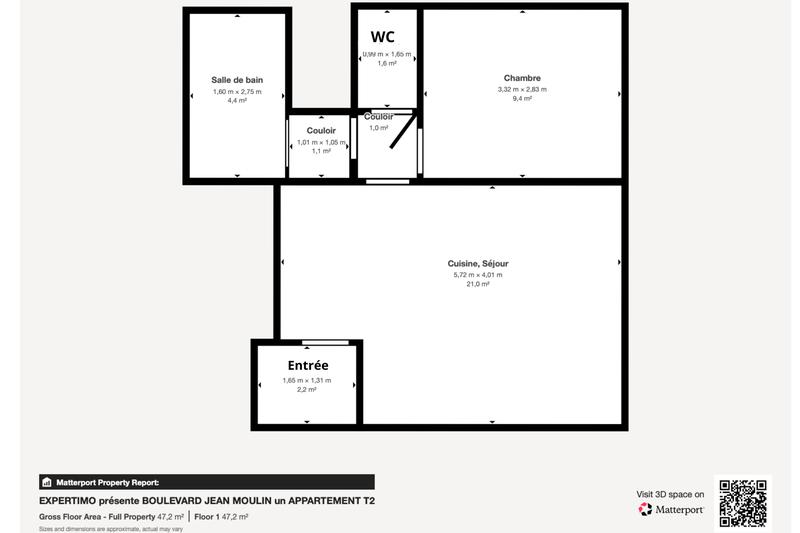 Appartement - 47 m² - 2 pièces