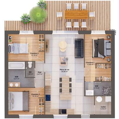 Maison - 84 m² - 5 pièces