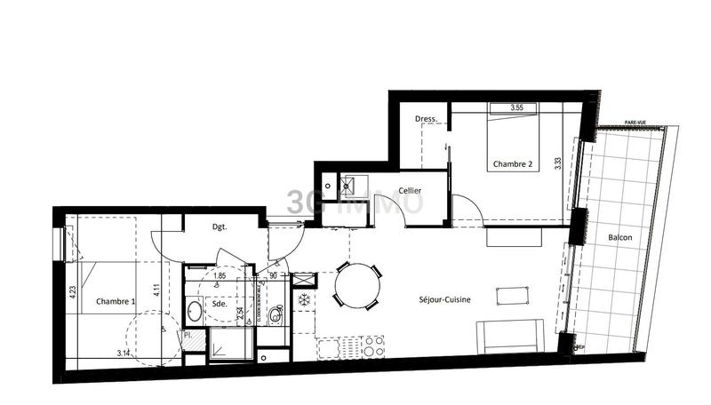 Appartement - 66 m² - 3 pièces