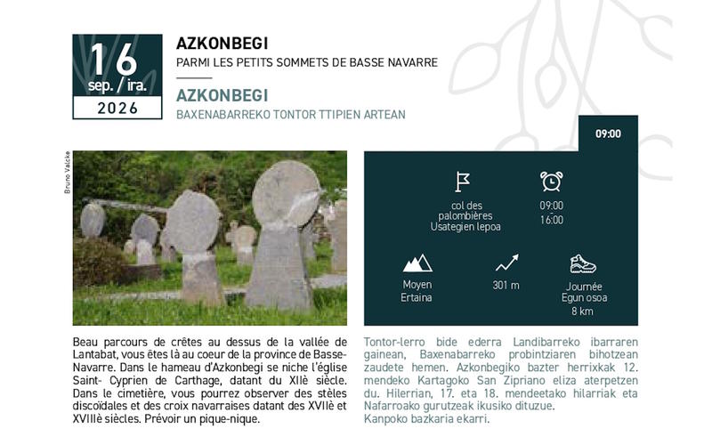 Randonnée accompagnée Capb "Azkonbegi - Parmi les petits sommets de Basse-Navarre"
