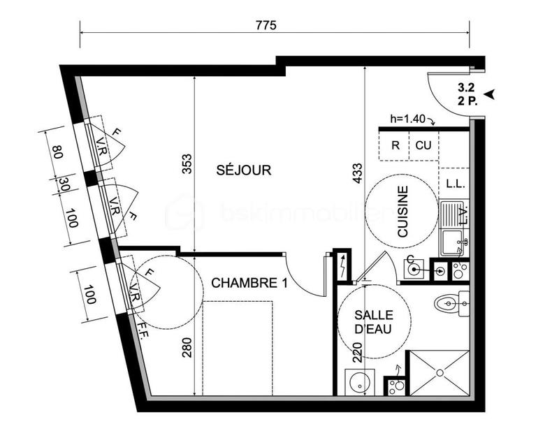 Appartement - 44 m² - 2 pièces