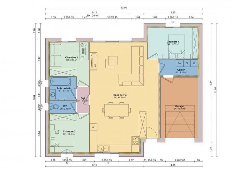 Maison - 90 m² - 5 pièces