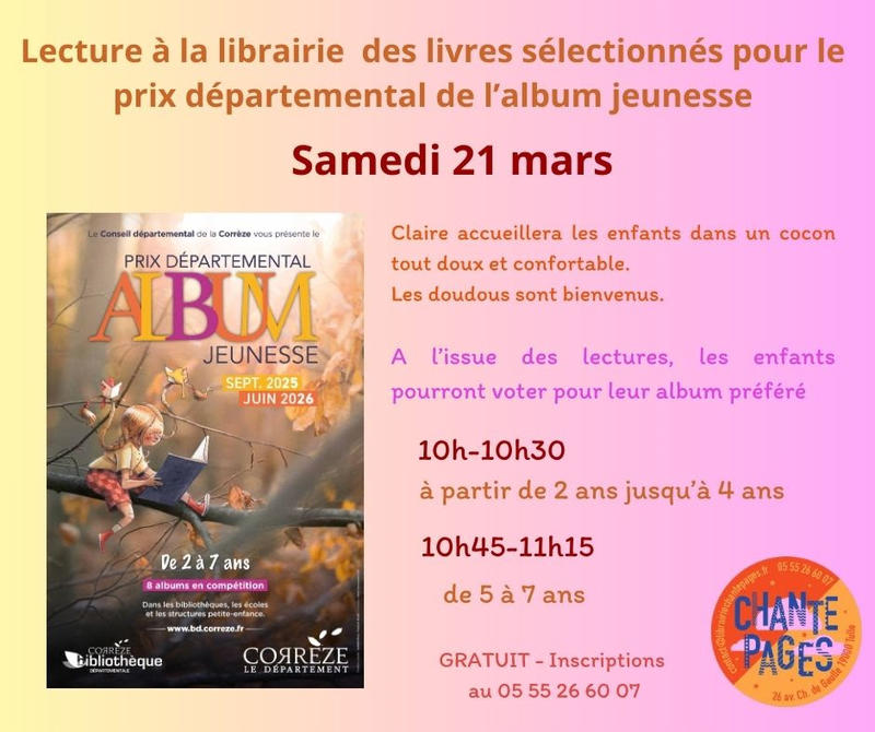 Librairie Chantepage : Prix départemental Album jeunesse