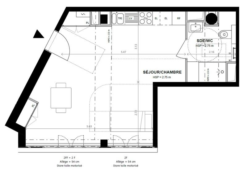Appartement - 38 m² - 1 pièce