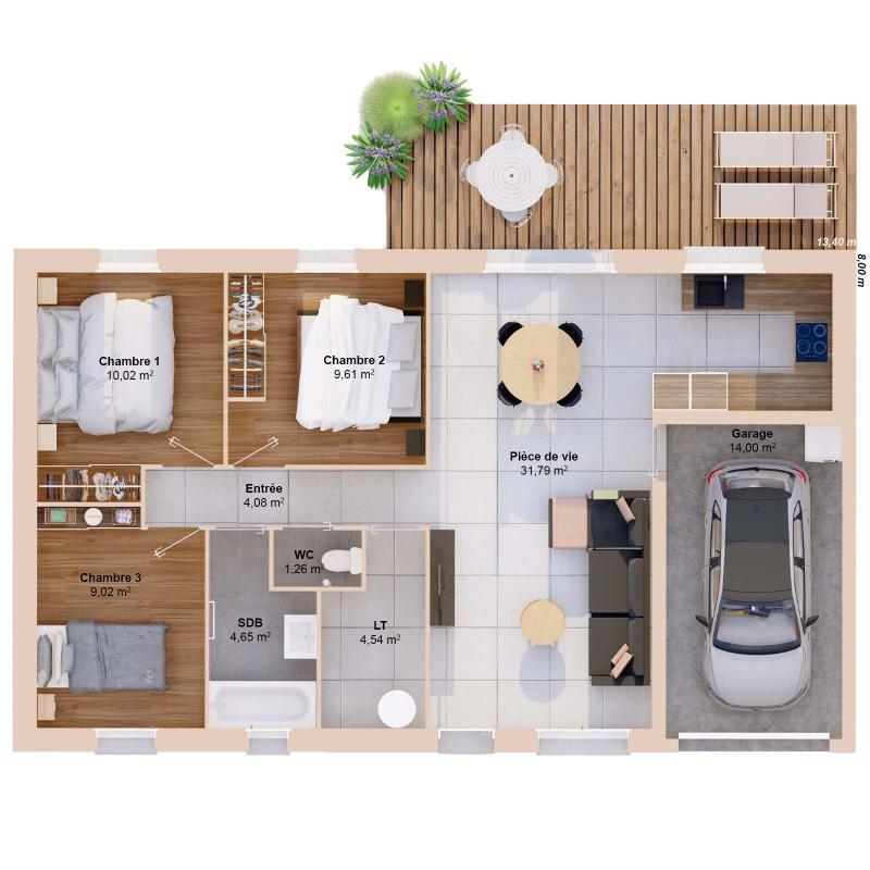 Maison - 75 m² - 5 pièces