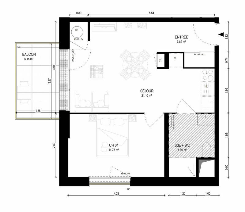 Appartement - 42 m² - 2 pièces