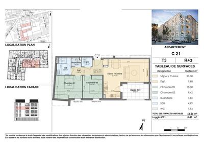 Appartement - 66 m² - 3 pièces