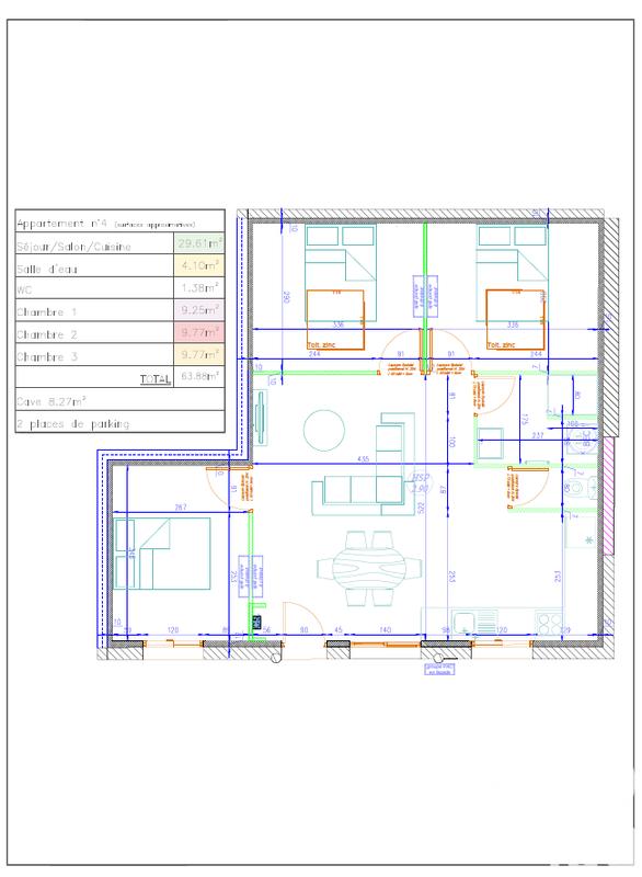 Appartement - 64 m² - 4 pièces