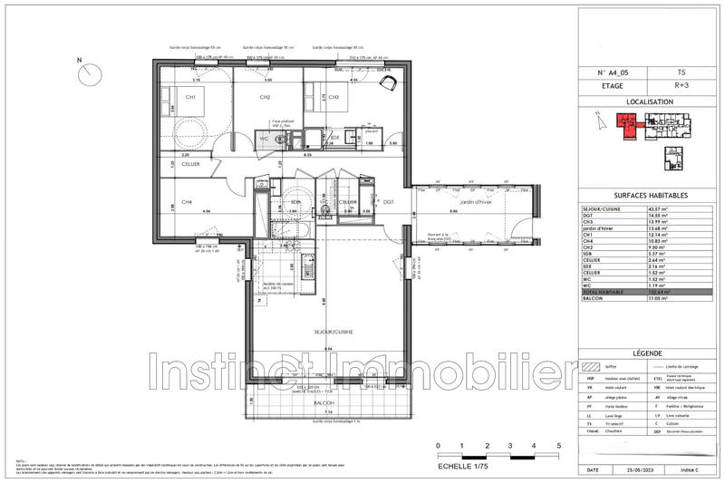 Appartement - 133 m² - 5 pièces