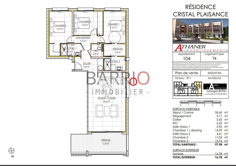 Appartement - 98 m² - 4 pièces