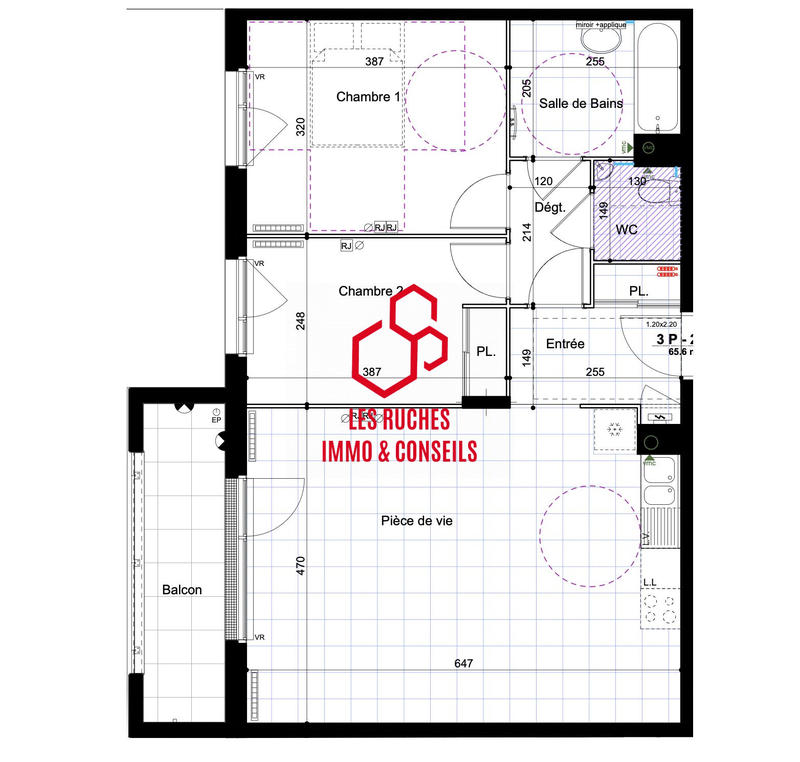 Appartement - 66 m² - 3 pièces