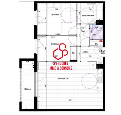 Appartement - 66 m² - 3 pièces