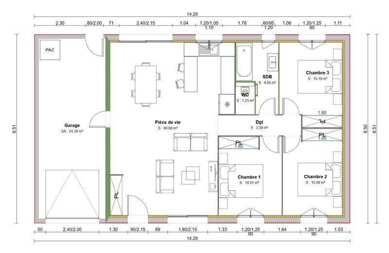 Maison - 80 m² - 4 pièces