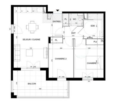 Appartement - 63 m² - 3 pièces