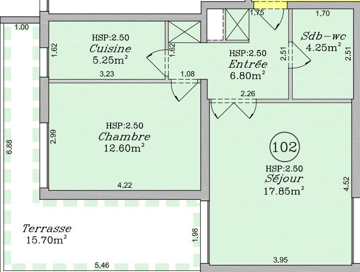 Appartement - 47 m² - 2 pièces