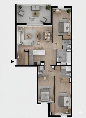 Appartement - 89 m² - 4 pièces