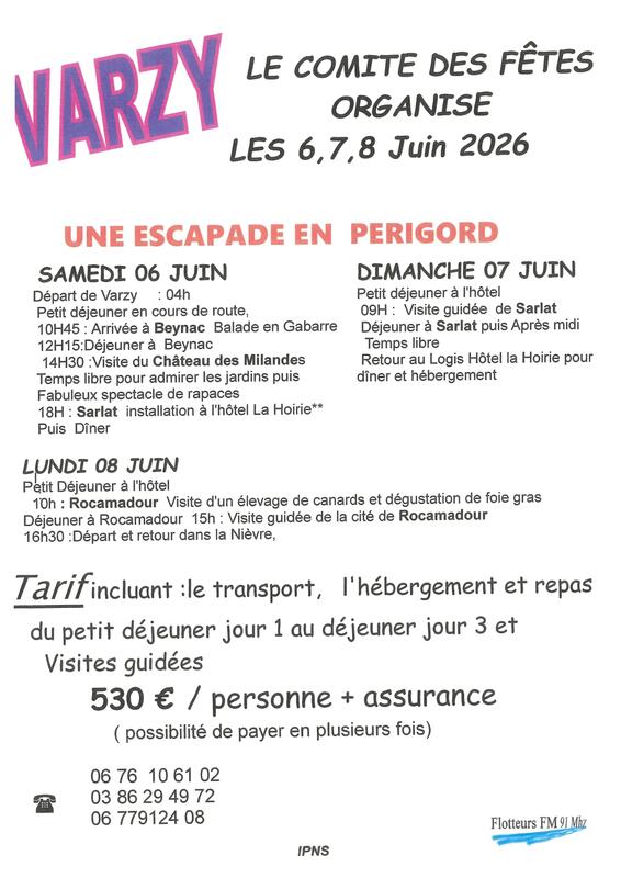Le Comité des fêtes organise une escapade en Périgord