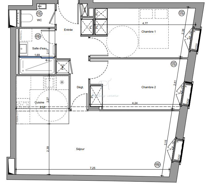 Appartement - 60 m² - 3 pièces
