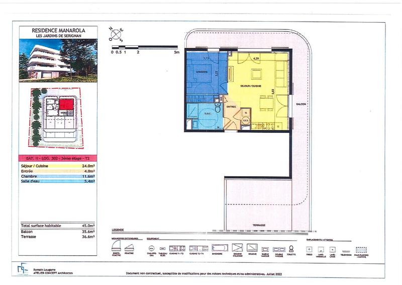 Appartement - 45 m² - 2 pièces