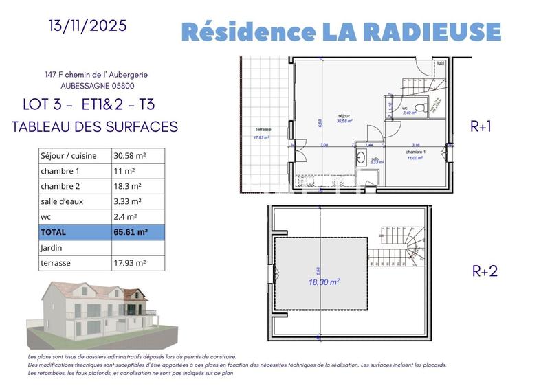 Duplex - 66 m² - 3 pièces