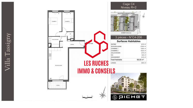 Appartement - 50 m² - 3 pièces