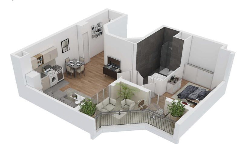 Appartement - 48 m² - 2 pièces